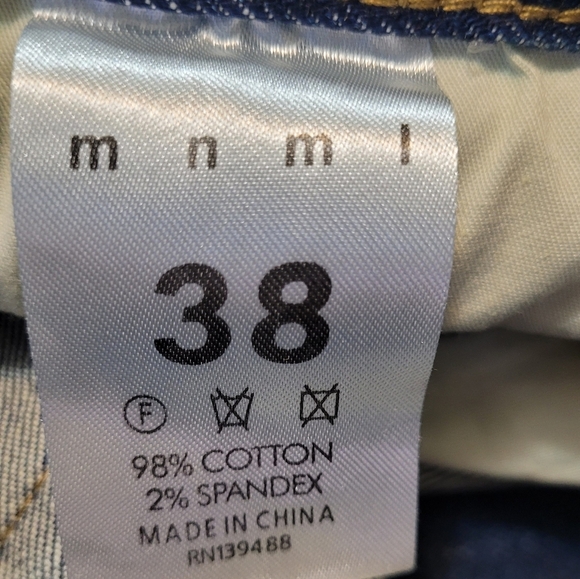 MNML Mens Flare Distressed Button fly Jeans Size 38 - Picture 5 of 6